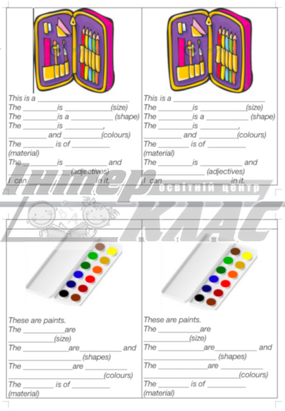 School Thing Writing Card Level 2, School, Level 2 / A1+, Speaking/Writing Card