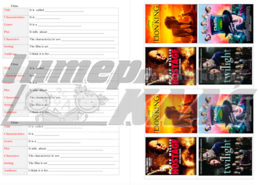 Films Speaking on the Topic Map, Films, Level 6, Level 7, Level 8, Level 9, Level 10, Speaking Map