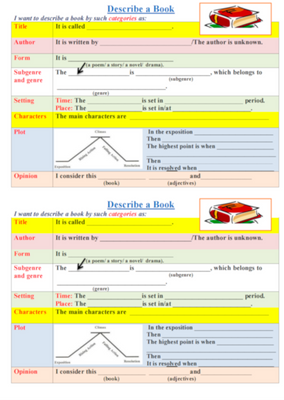 Books Speaking Writing Card, Books, Level 6, Level 7, Level 8, Level 9, Level 10, Speaking/Writing Card