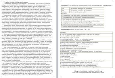 Circadian Rhythms Readings Worksheet Level 10, Daily Actions, Circadian Rhythms, Level 10, Reading, Worksheet