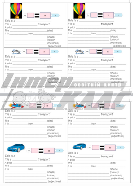 Describe Transport Writing Card Level 2, Transport, Level 2 / A1+, Speaking/Writing Card