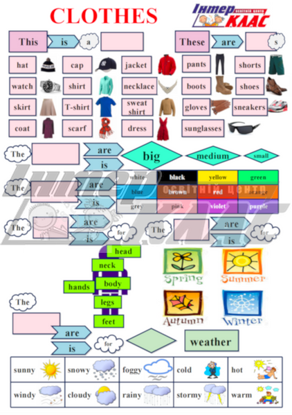 Level 1 Clothes Speaking Map, Clothes, Level 1 / A1, Speaking Map