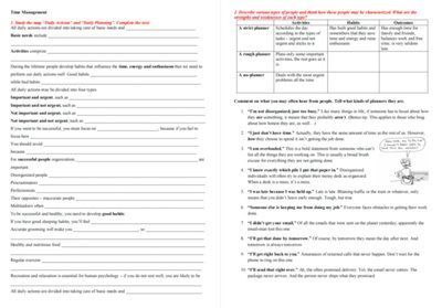 Daily Planning Worksheet Levels 9-10, Daily Actions, Daily Planning, Level 9, Level 10, Worksheet