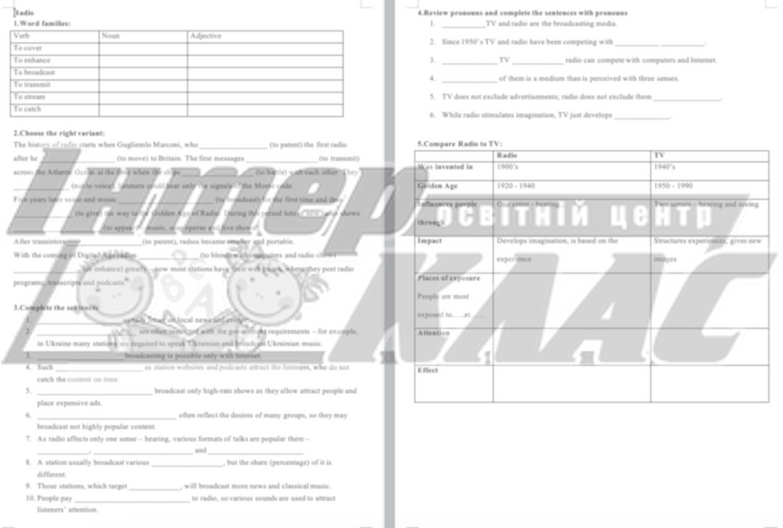 Radio Worksheet, Radio, Level 6, Level 7, Level 8, Level 9, Level 10, Worksheet