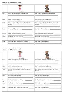 Compare Two Person&rsquo;s Hygiene Level 6 Worksheet Level 6 , Personal Hygiene, Level 6, Worksheet