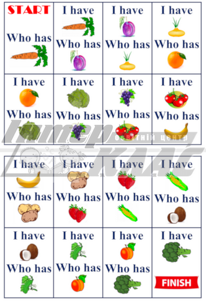 Fruits and Vegetables  I have Game Level 1, Food, Level 1 / A1, Games