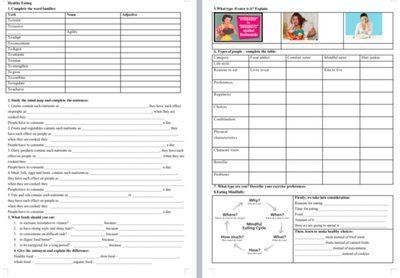 Healthy Eating Worksheet Level 8, Healthy Lifestyle, Level 8, Worksheet