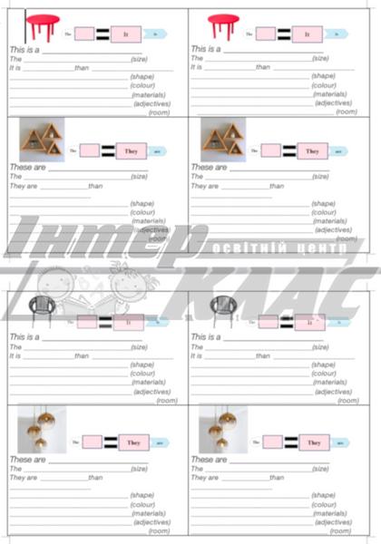 Furniture Writing Card Level 2, Dwelling, Level 2 / A1+, Speaking/Writing Card