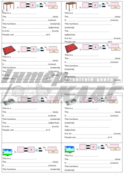 Describe Furniture Writing Cards Level 3, Dwelling, Level 3, Speaking/Writing Card