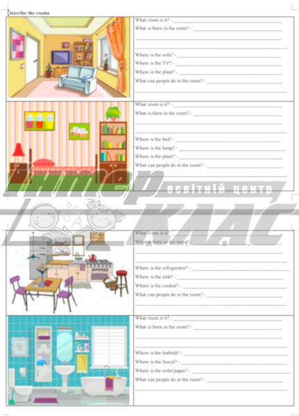 Describe Rooms Writing Cards Level 3, Dwelling, Level 3, Speaking/Writing Card