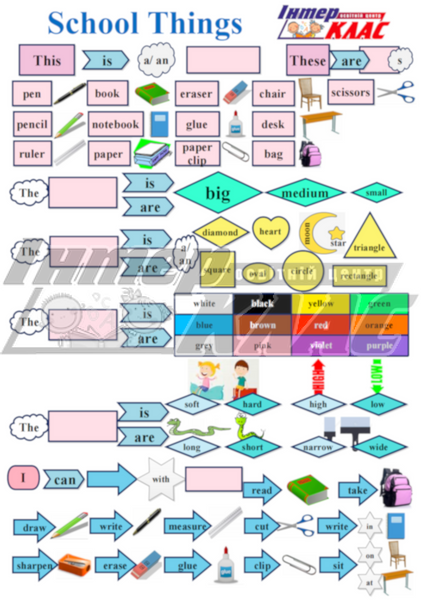 Level 1 School Things , School, Level 1 / A1, Speaking Map