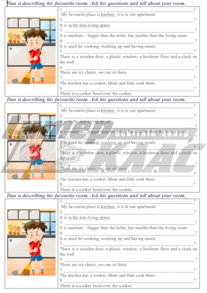 Room Writing Card Ask Questions Level 4, Dwelling, Level 4, Speaking/Writing Card