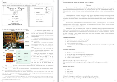 Theatre Worksheet Level 7, Music, Level 7, Worksheet